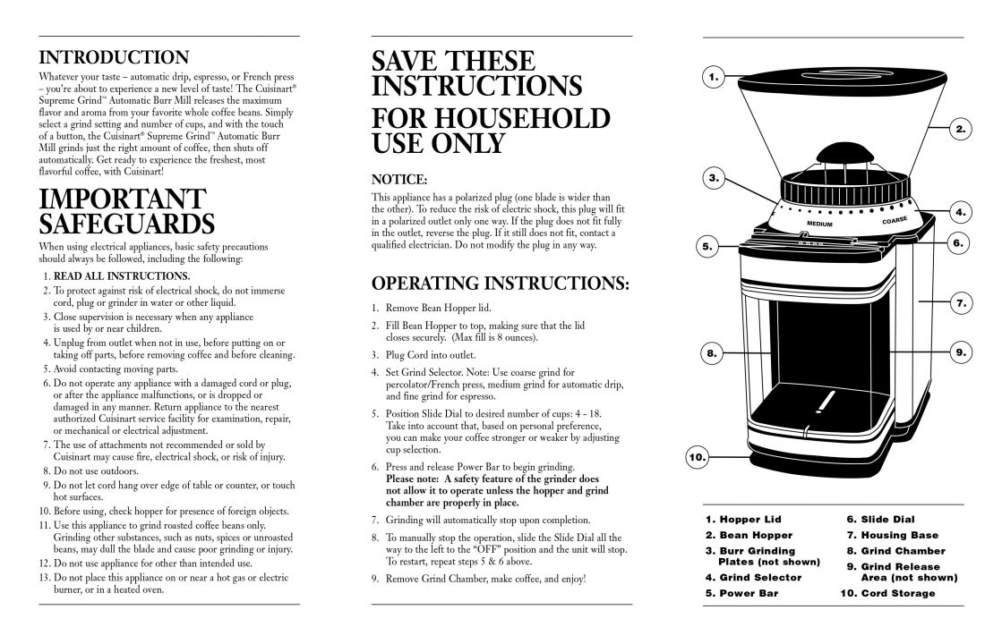 Cuisinart burr grinder settings