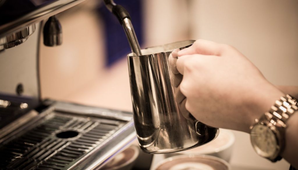 Espresso machine with milk steamer and grinder