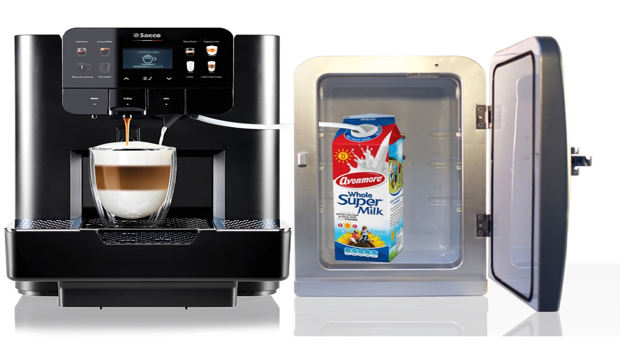 Coffee machine with refrigerated milk
