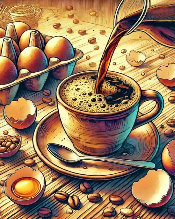 Coffee with eggshells