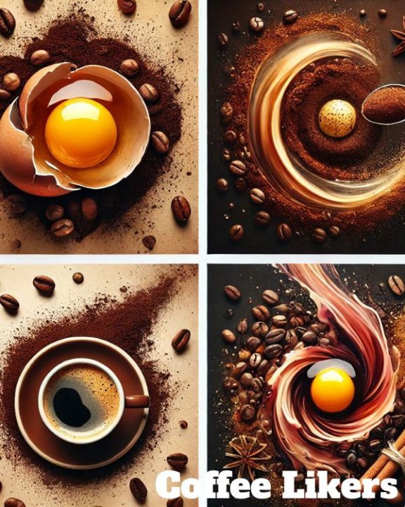 Egg in coffee ground