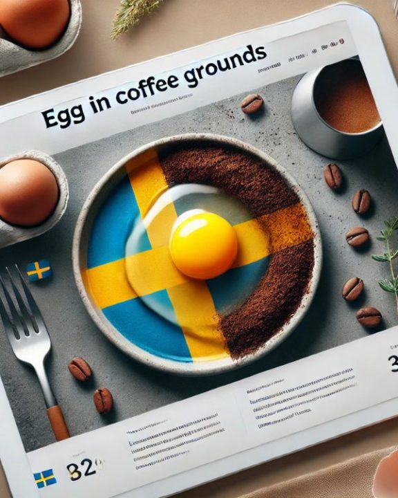 Egg in coffee grounds