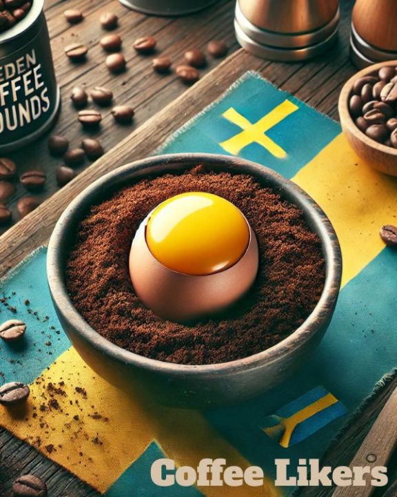 Egg in coffee grounds