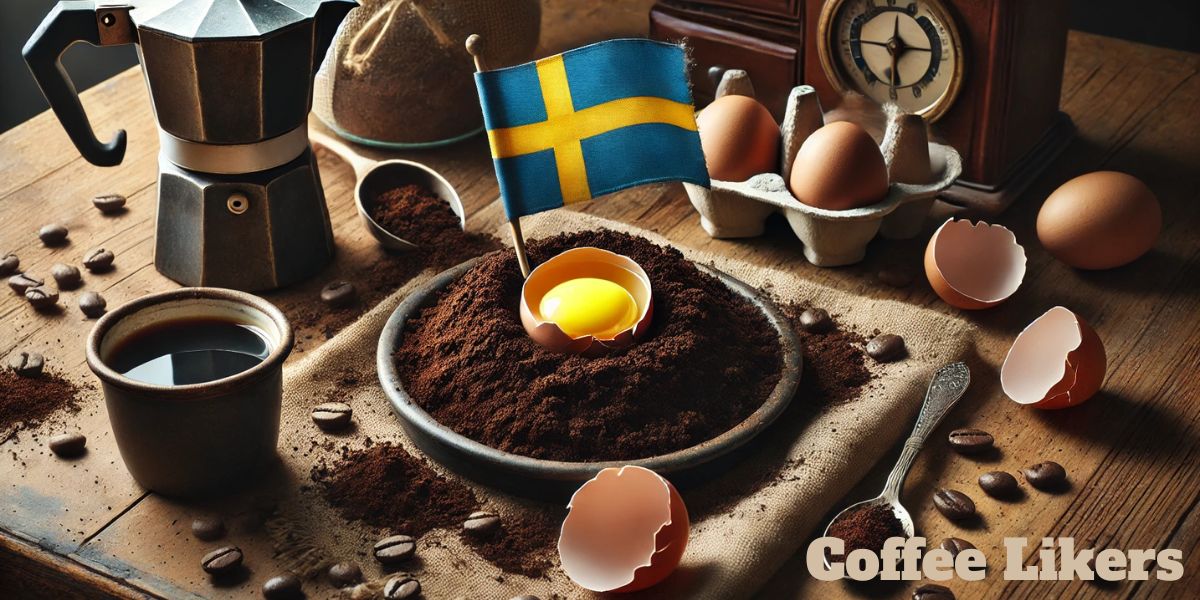 Egg in coffee grounds