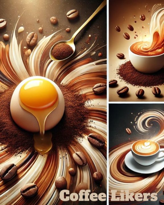 Egg in coffee grounds